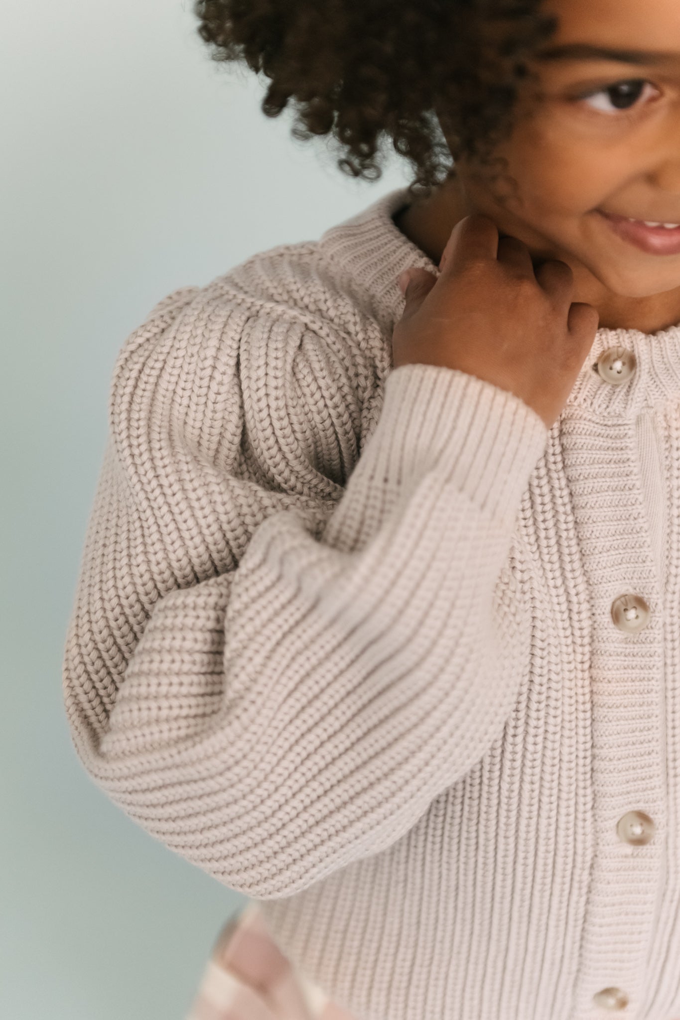 Cotton Knit Toddler Cardigan - Stone