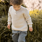 Cotton Knit Toddler Sweater - Stone