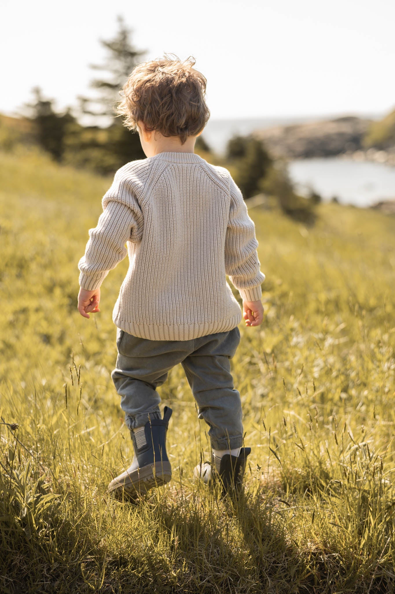 Cotton Knit Toddler Sweater - Stone