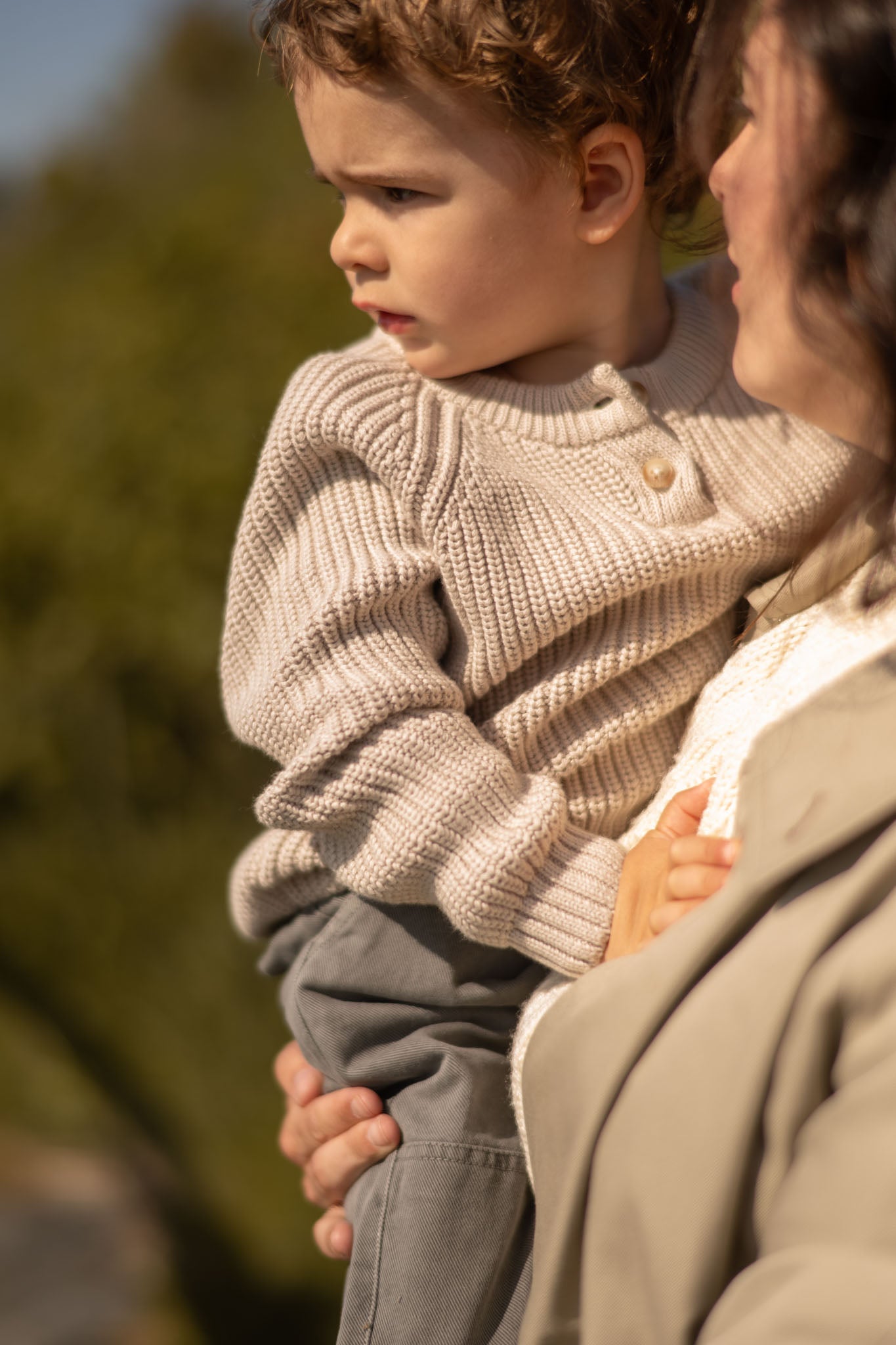 Cotton Knit Toddler Sweater - Stone