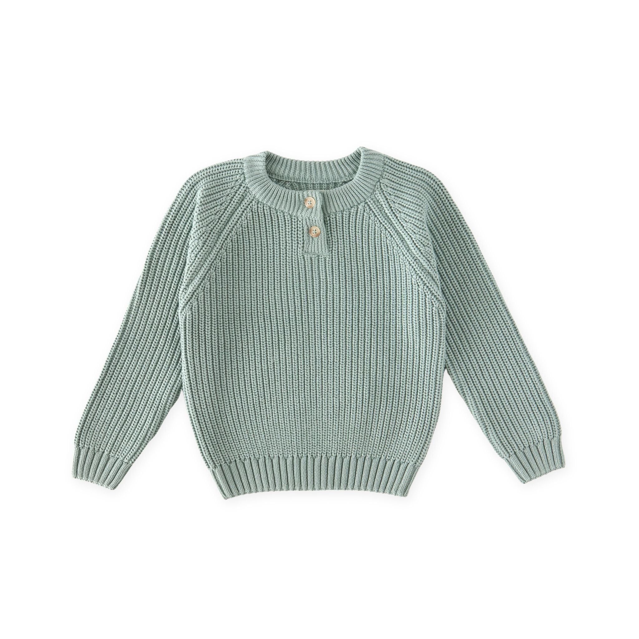 Cotton Knit Toddler Sweater - Pond