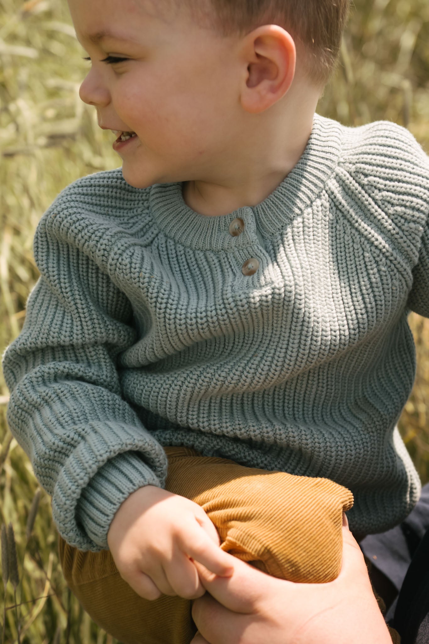 Cotton Knit Toddler Sweater - Pond