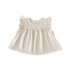 garment dye ruffle t shirt sand in pinks pattern
