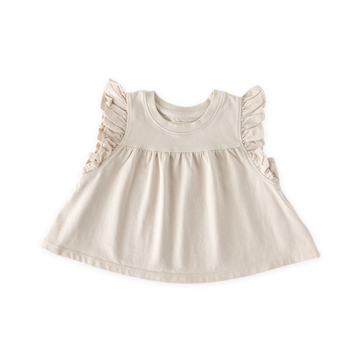 garment dye ruffle t shirt sand in pinks pattern