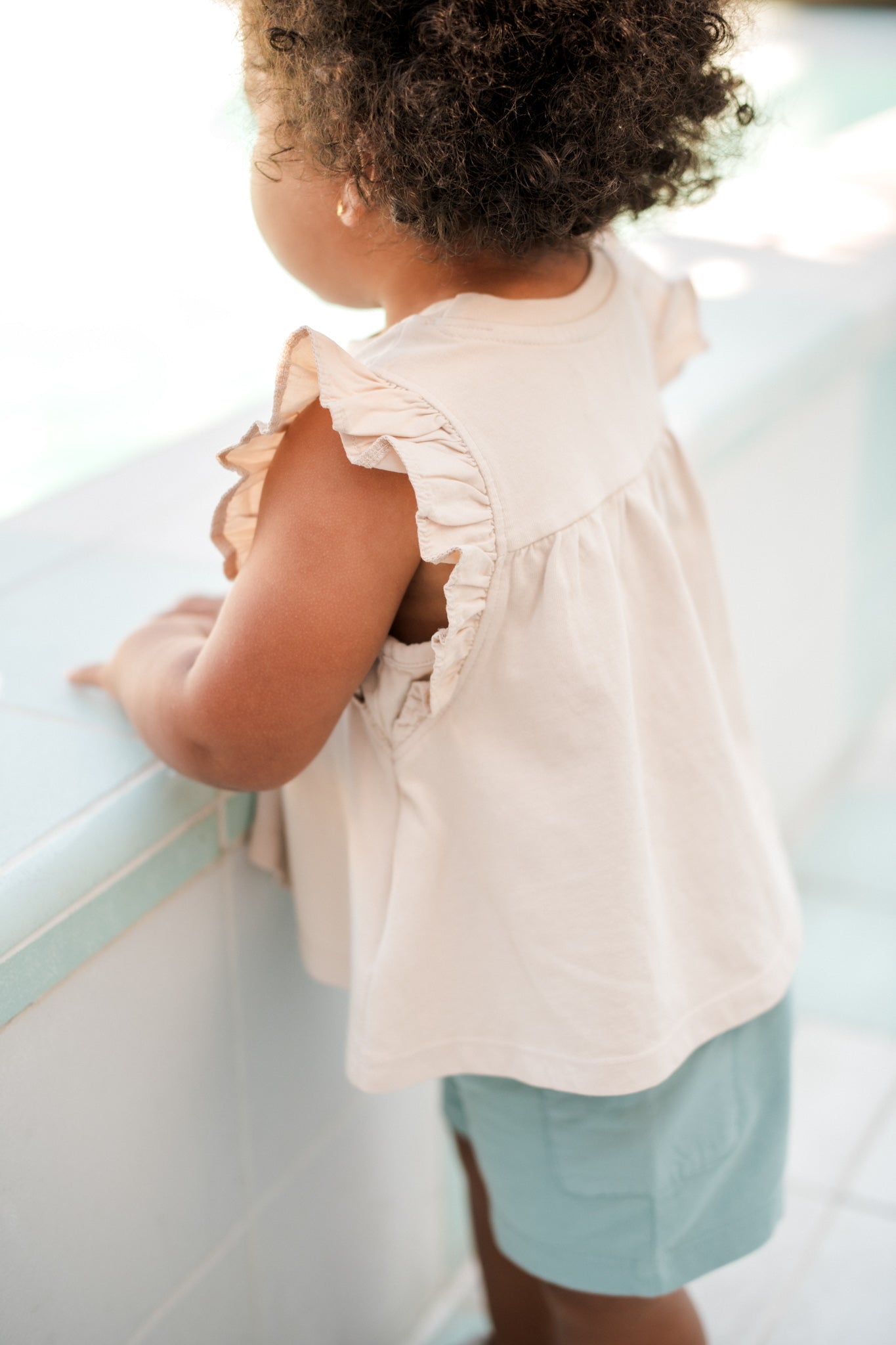 Garment Dye Ruffle T-Shirt - Sand