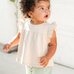 Garment Dye Ruffle T-Shirt - Sand