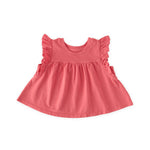 Garment Dye Ruffle T-Shirt - Raspberry
