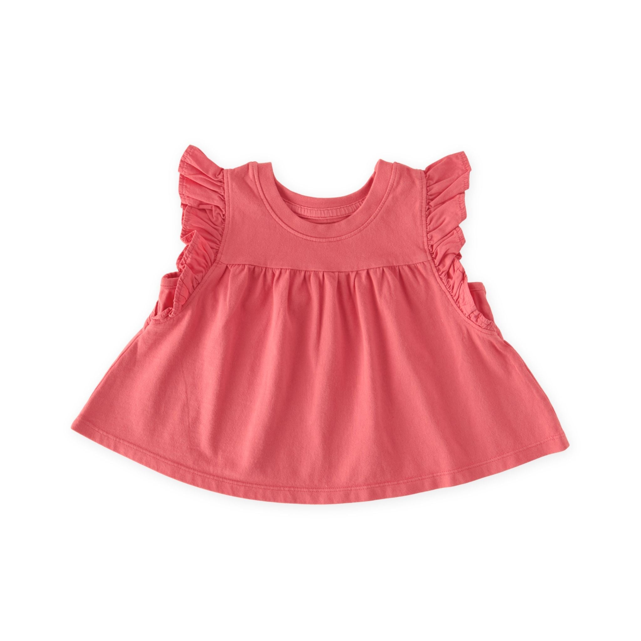 Garment Dye Ruffle T-Shirt - Raspberry