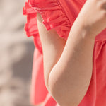 Garment Dye Ruffle T-Shirt - Raspberry