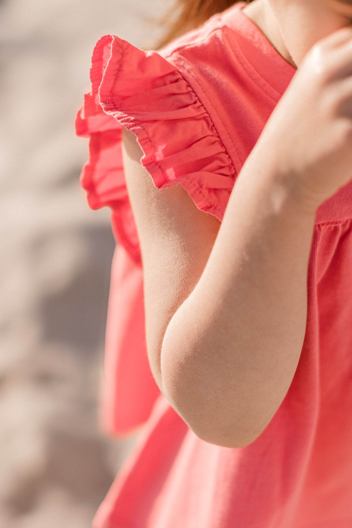 Garment Dye Ruffle T-Shirt - Raspberry
