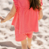 Garment Dye Ruffle T-Shirt - Raspberry