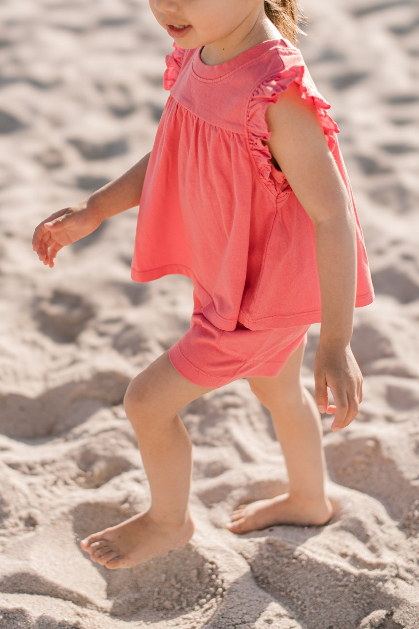 Garment Dye Ruffle T-Shirt - Raspberry