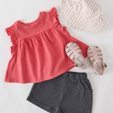 Garment Dye Ruffle T-Shirt - Raspberry