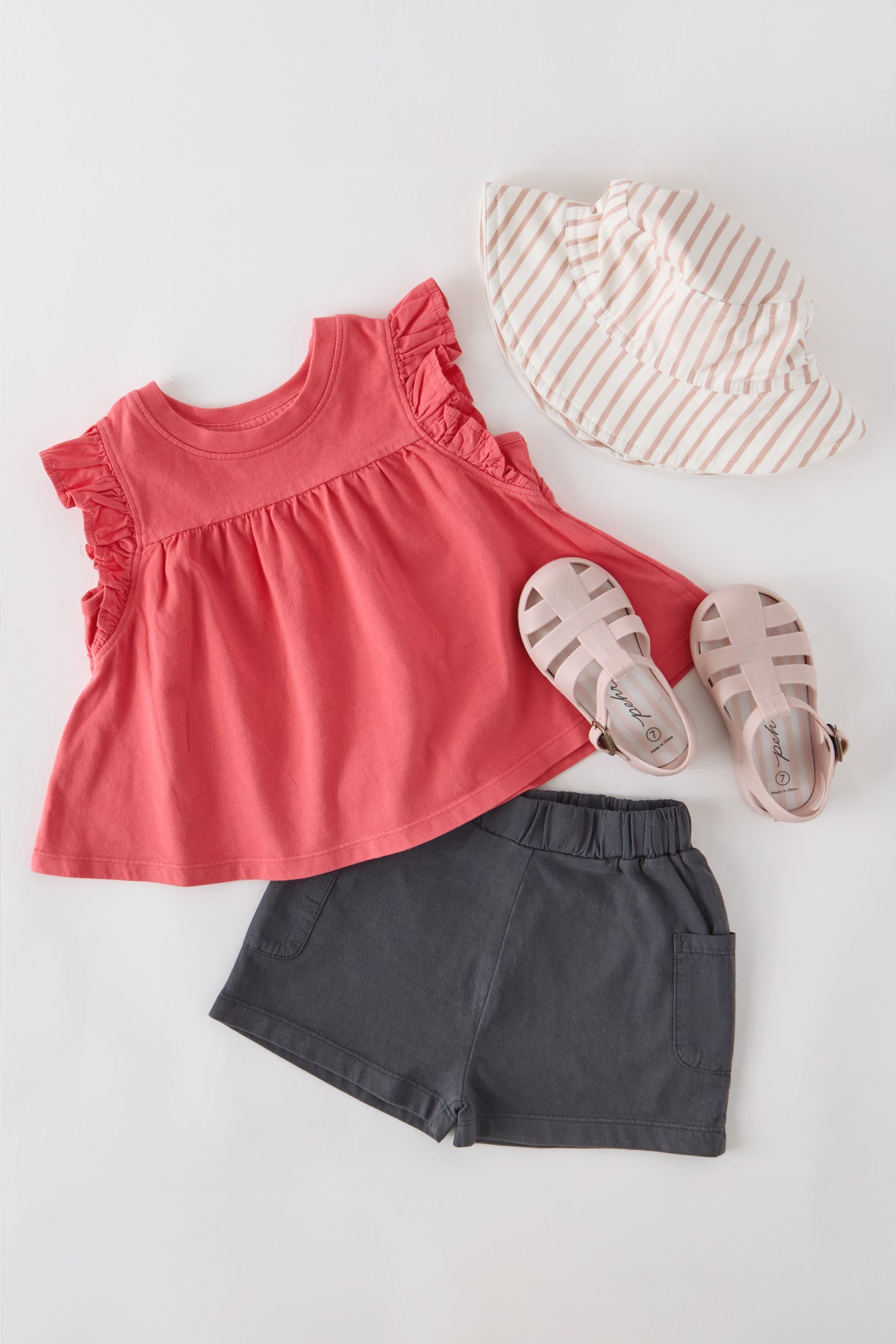 Garment Dye Ruffle T-Shirt - Raspberry