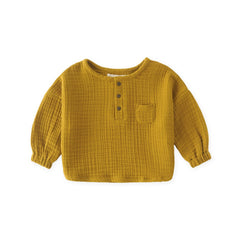 toddler muslin long sleeve toddler top dijon in yellows pattern