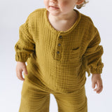 Muslin Long Sleeve Toddler Top - Dijon