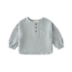 toddler muslin long sleeve toddler top puddle in blues pattern