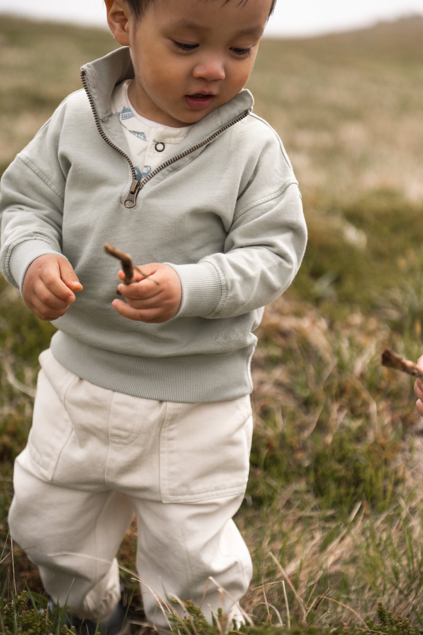 French Terry 1/4 Zip Sweatshirt - Soft Sea