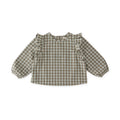 kids flannel ruffle top sage/light sage in greens pattern