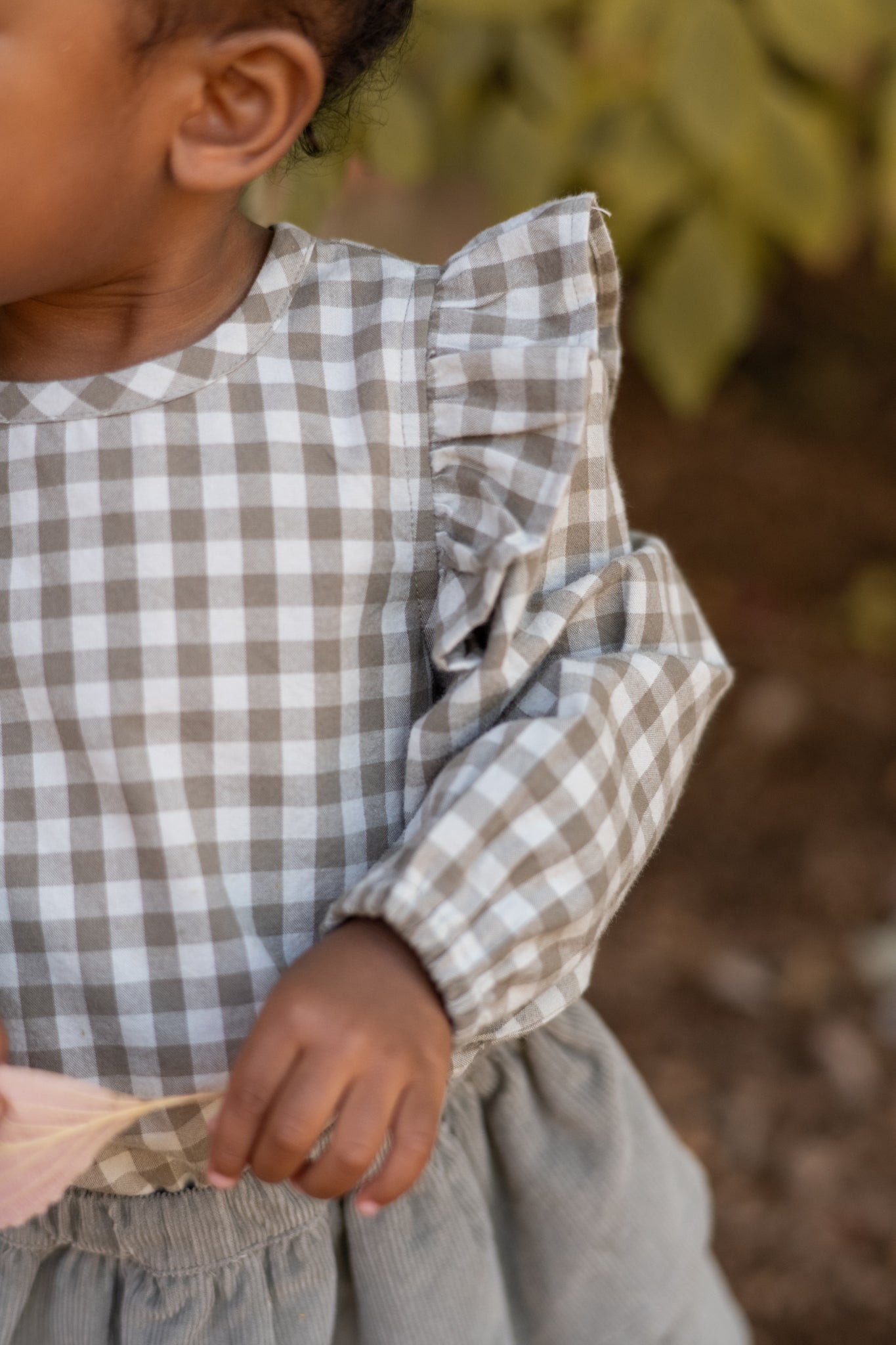 Flannel Ruffle Top - Sage/Light Sage