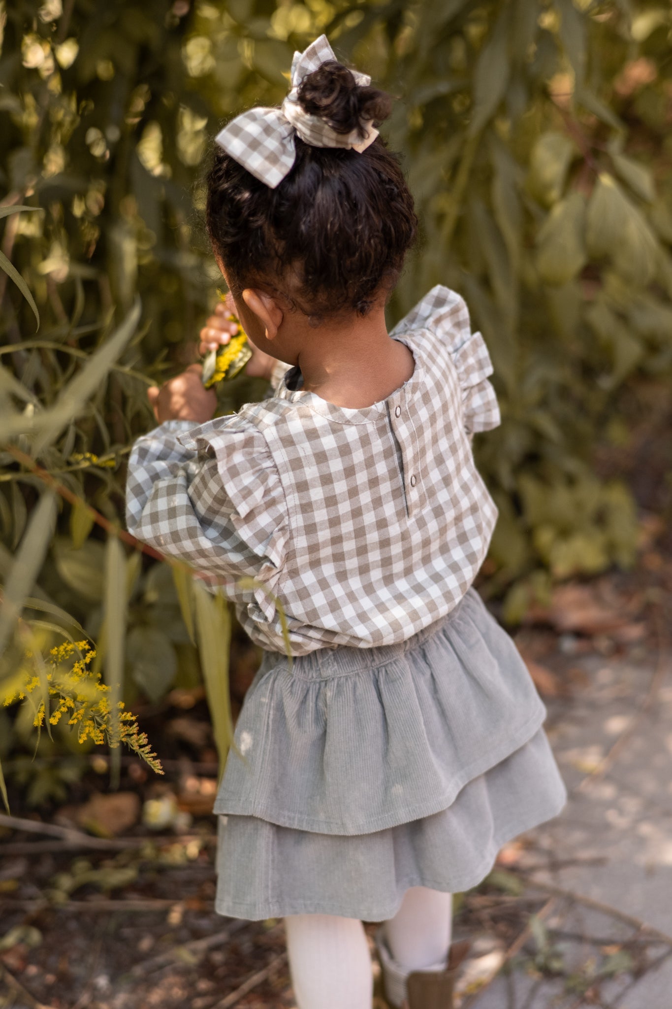 Flannel Ruffle Top - Sage/Light Sage