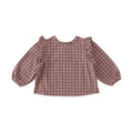 kids flannel ruffle top thistle/light thistle in pinks pattern