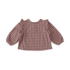 kids flannel ruffle top thistle/light thistle in pinks pattern