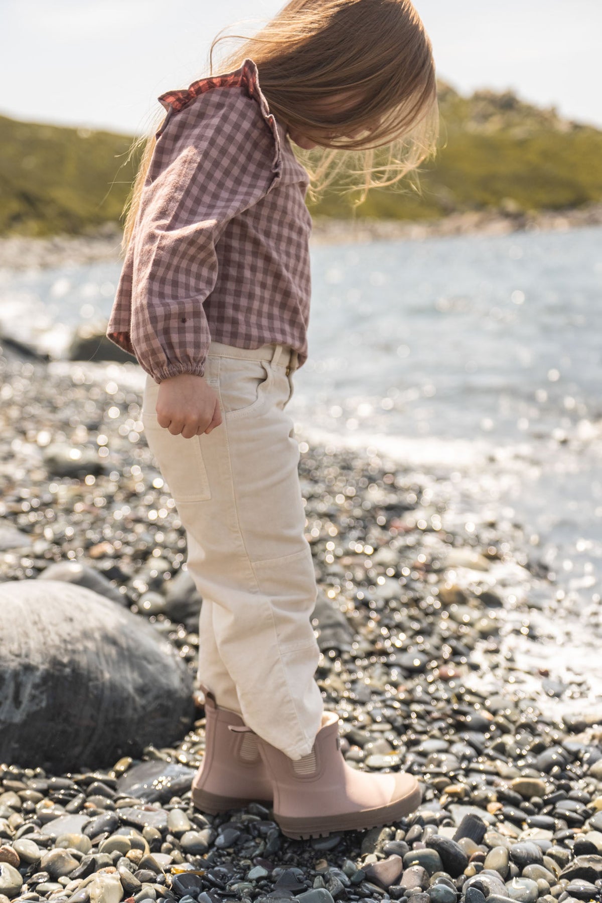 kids flannel ruffle top thistle/light thistle