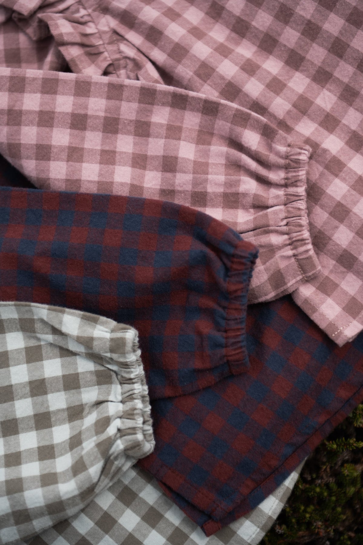 kids flannel ruffle top thistle/light thistle