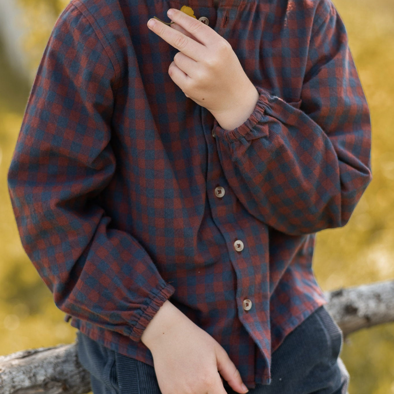kids flannel long sleeve top mulberry/ink