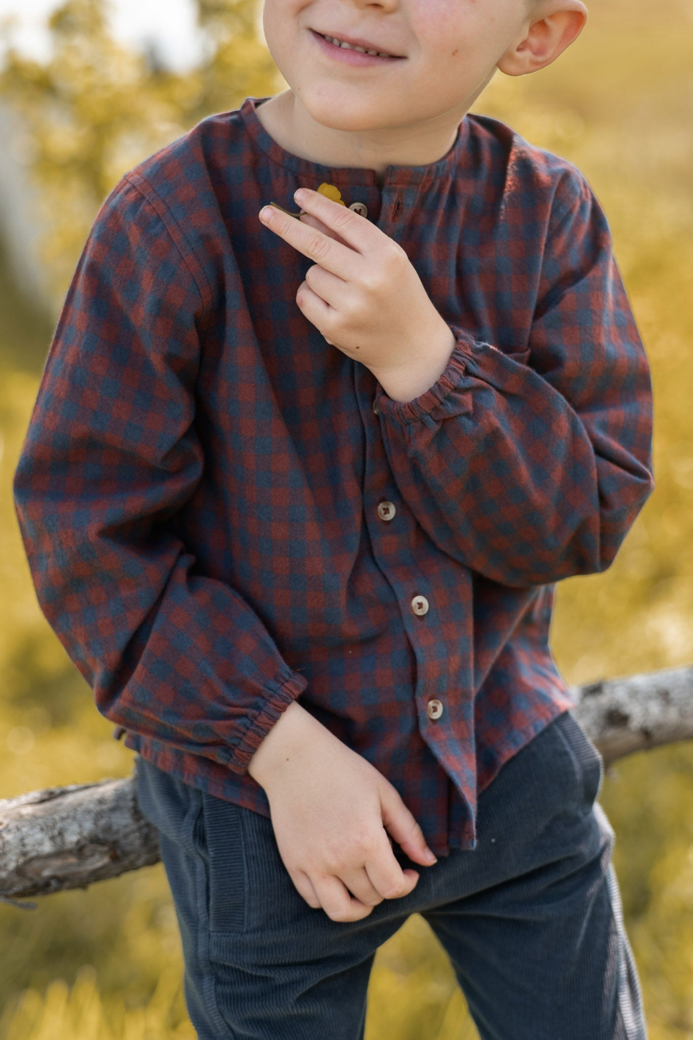 Flannel Long Sleeve Top - Mulberry/Ink