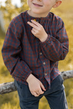kids flannel long sleeve top mulberry/ink