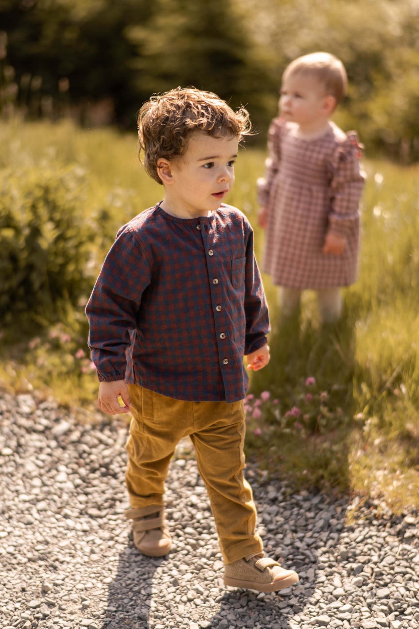 Flannel Long Sleeve Top - Mulberry/Ink