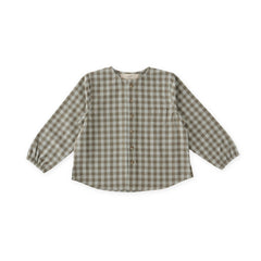 kids flannel long sleeve top sage/light sage in greens pattern