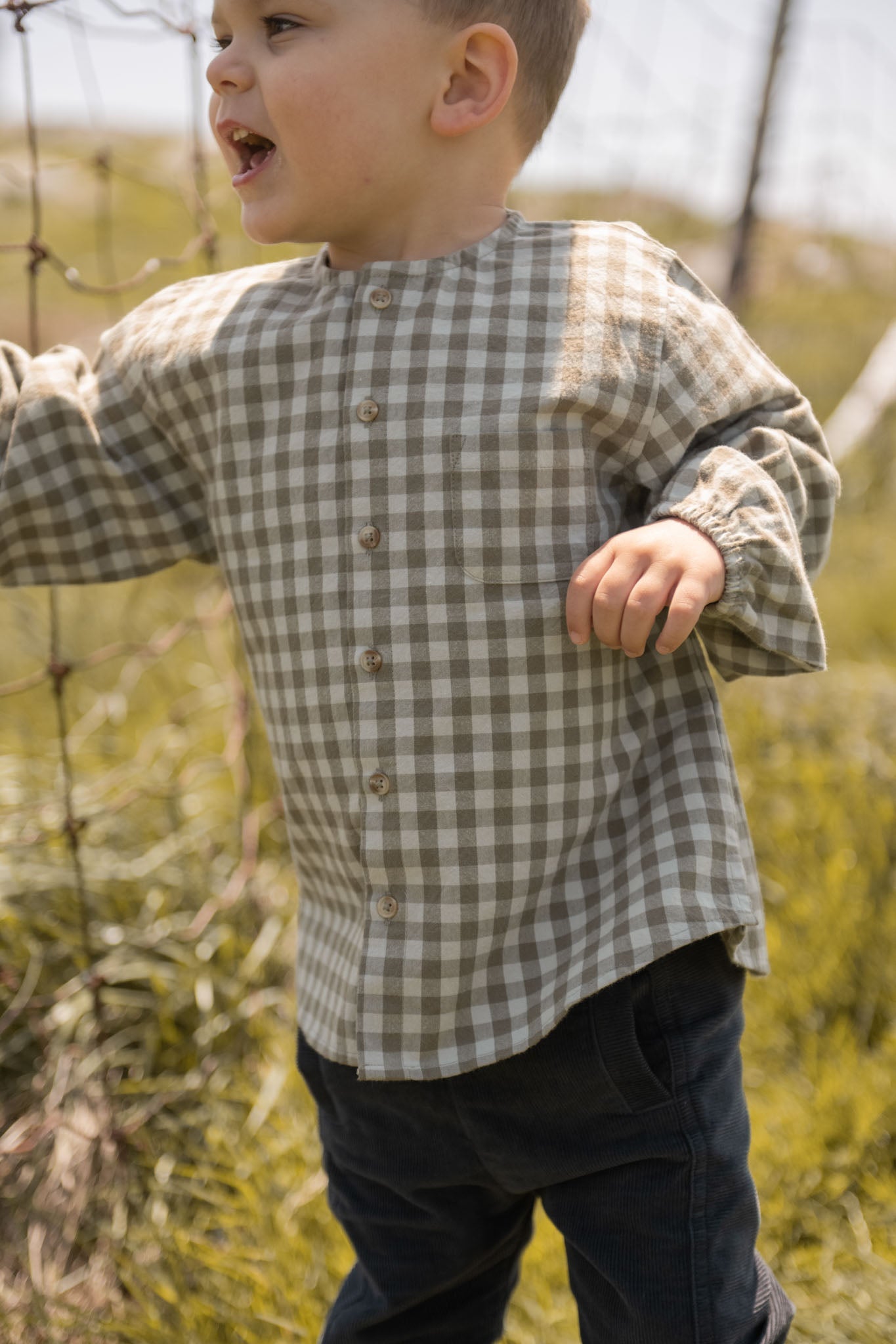 Flannel Long Sleeve Top - Sage/Light Sage