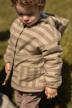 kids sherpa lined storm jacket moss stripe
