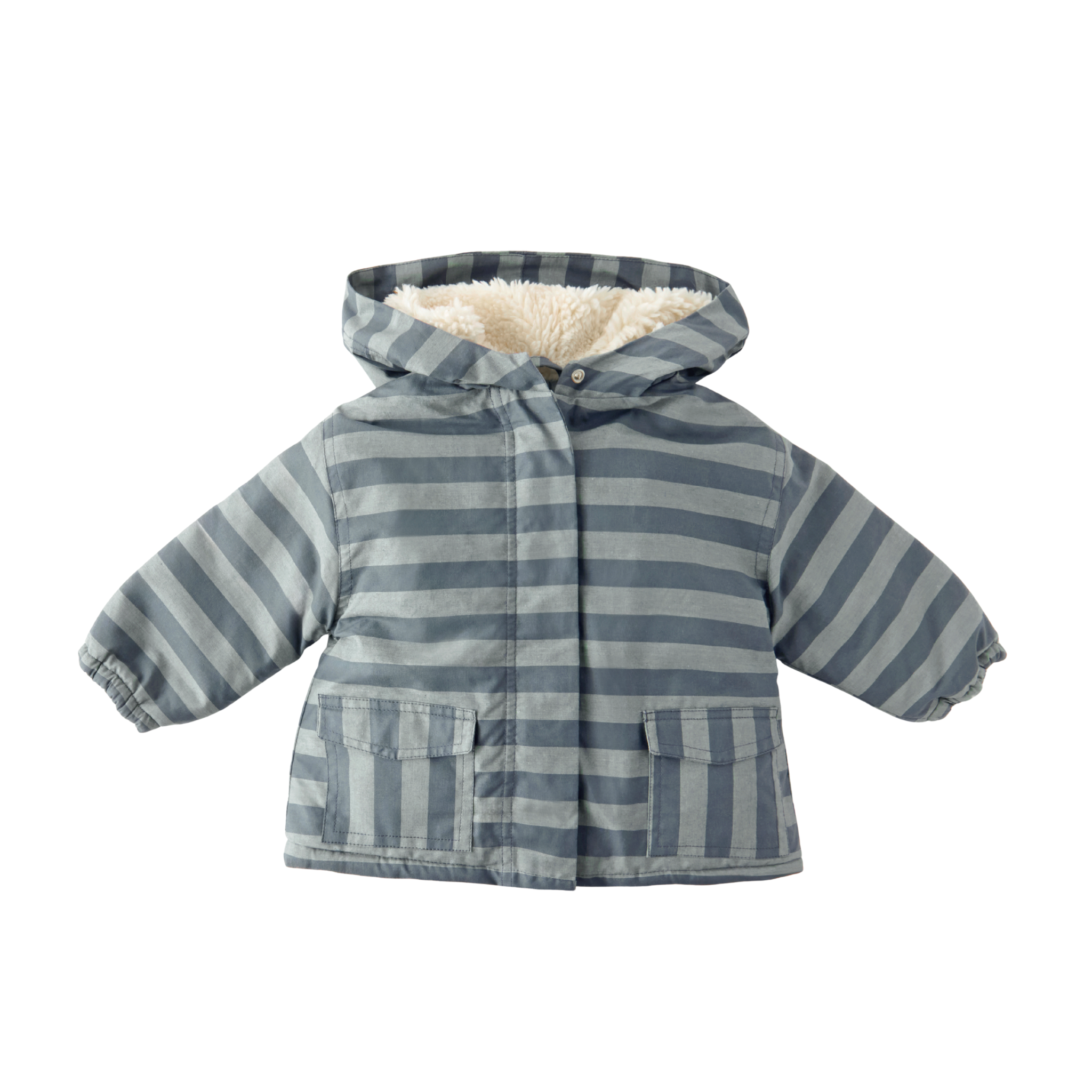 kids sherpa lined storm jacket indigo stripe in blues pattern