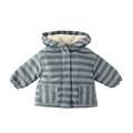 kids sherpa lined storm jacket indigo stripe in blues pattern