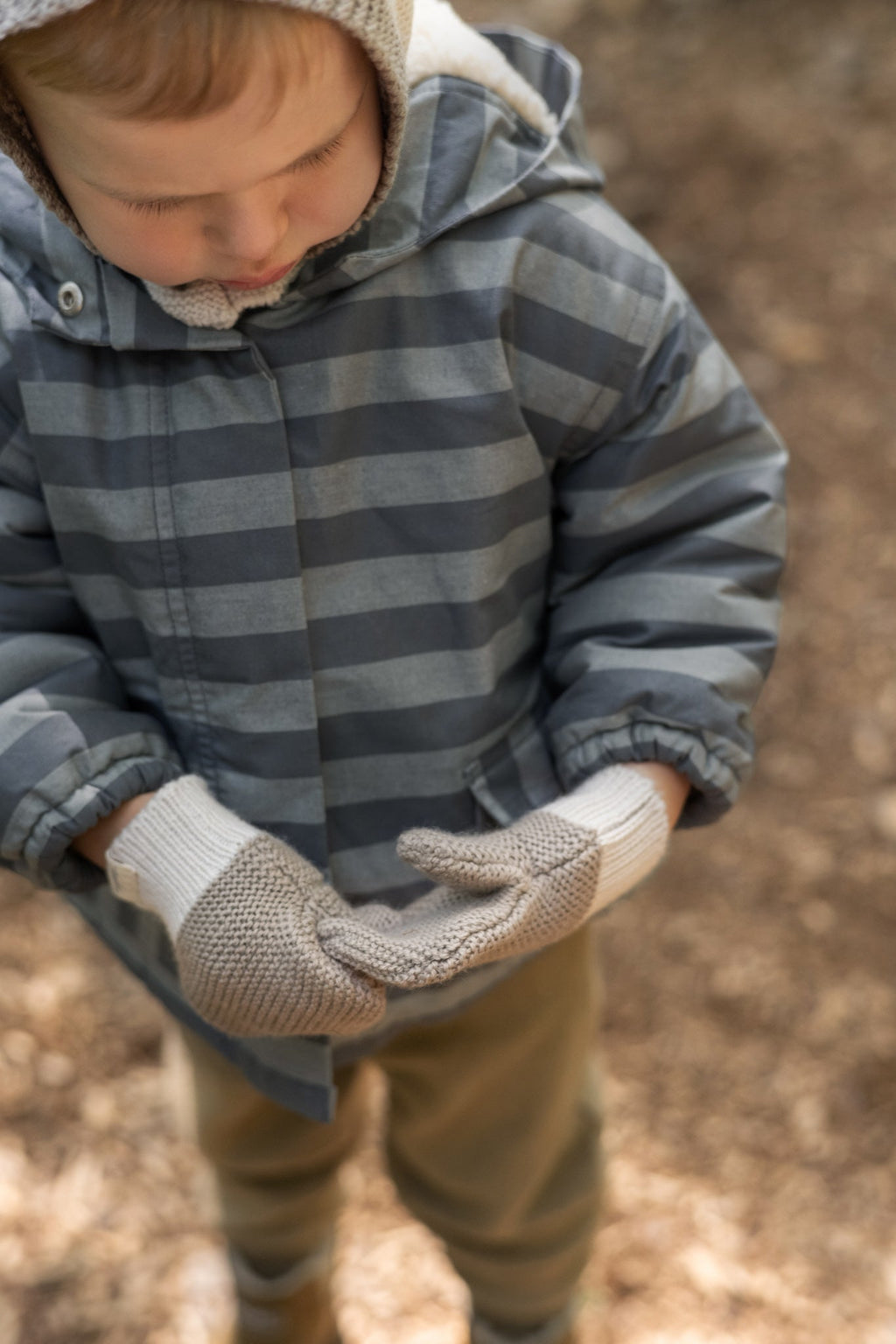 kids sherpa lined storm jacket indigo stripe
