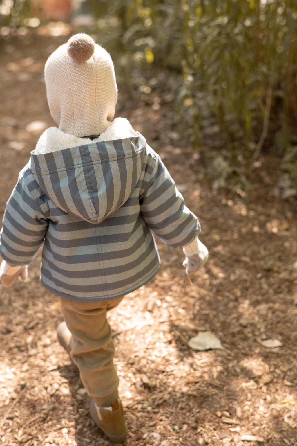 kids sherpa lined storm jacket indigo stripe
