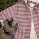 Sherpa Lined Storm Jacket with Ruffles - Thistle Stripe