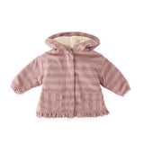 Sherpa Lined Storm Jacket with Ruffles - Thistle Stripe