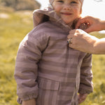 Sherpa Lined Storm Jacket with Ruffles - Thistle Stripe