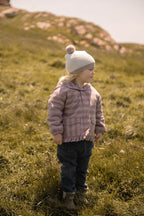 kids sherpa lined storm jacket with ruffles thistle stripe