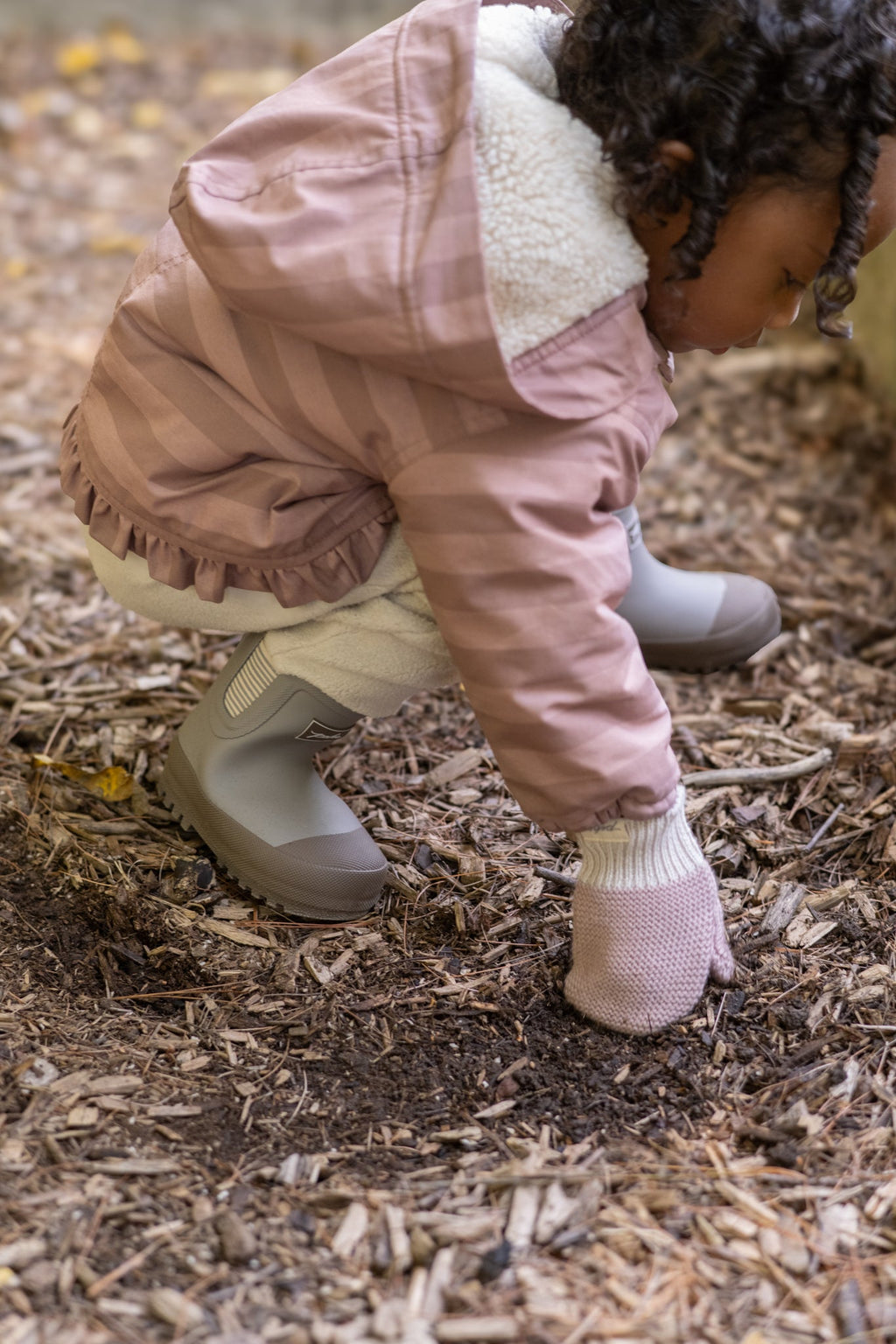 kids sherpa lined storm jacket with ruffles thistle stripe