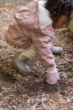 kids sherpa lined storm jacket with ruffles thistle stripe
