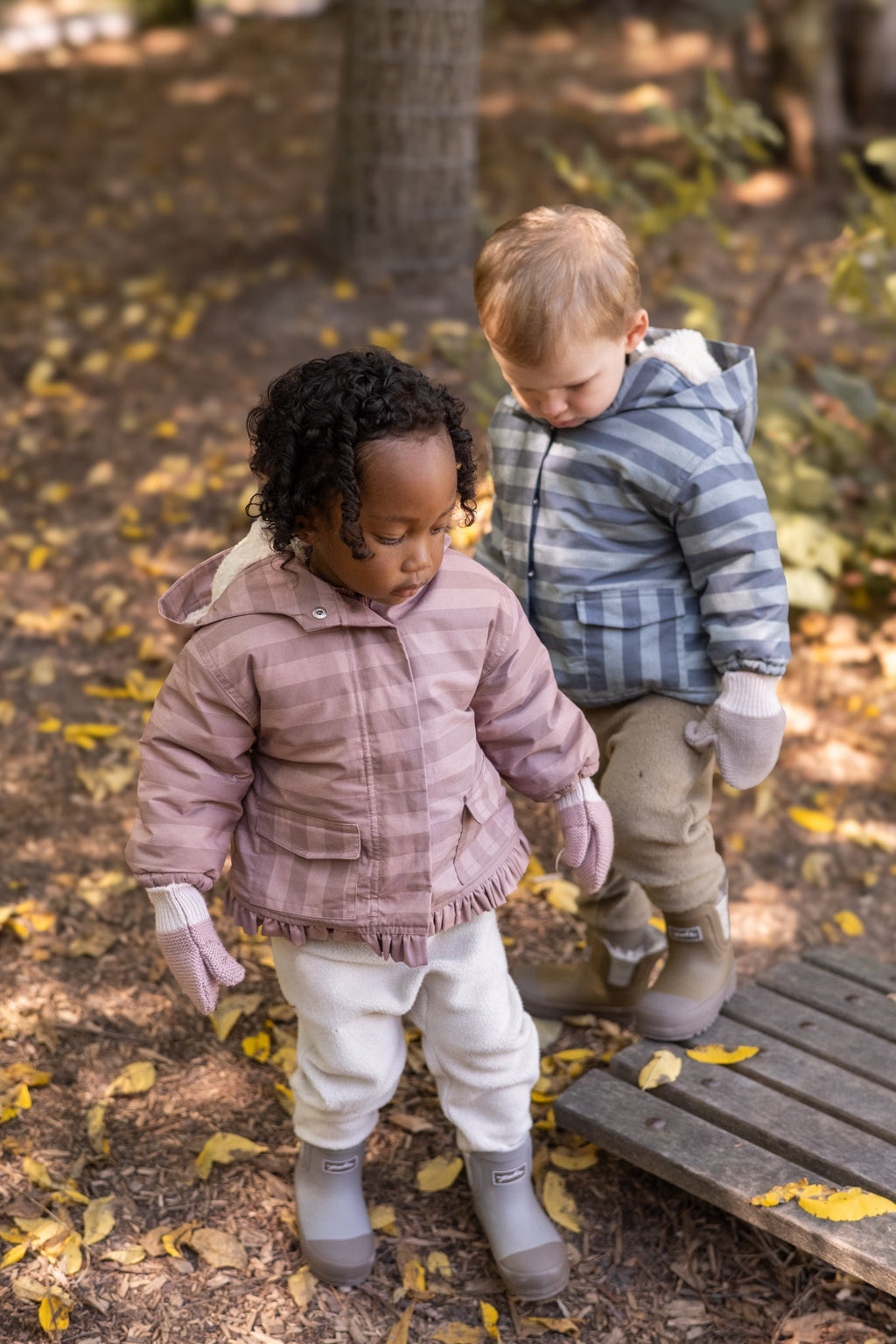 kids sherpa lined storm jacket with ruffles thistle stripe