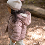 Sherpa Lined Storm Jacket with Ruffles - Thistle Stripe