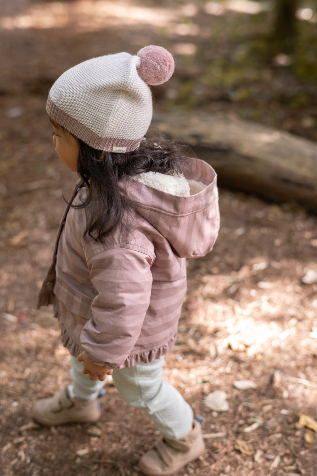 kids sherpa lined storm jacket with ruffles thistle stripe