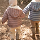 Sherpa Lined Storm Jacket with Ruffles - Thistle Stripe